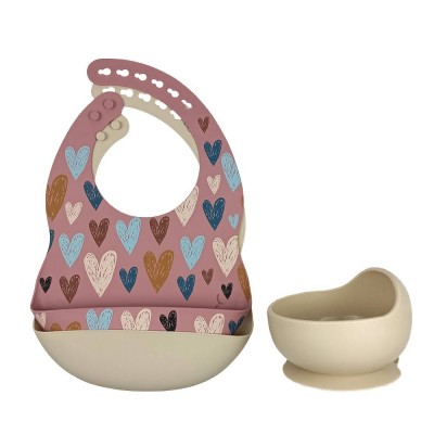 4 Pieces New Arrival Eco-friendly Printing Silicone Sublimation Blank Baby Bibs And Bowl Set With Spoon